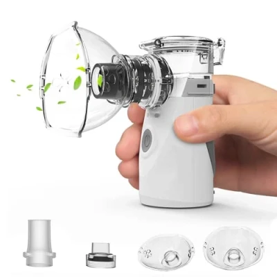 Imagen de nebulizador de malla Portátil, Inhalador para Niños y Adultos, Inhaladores Eléctricos, silencioso con Pilas AA (No incluídas) /USB, tamaño bolsillo