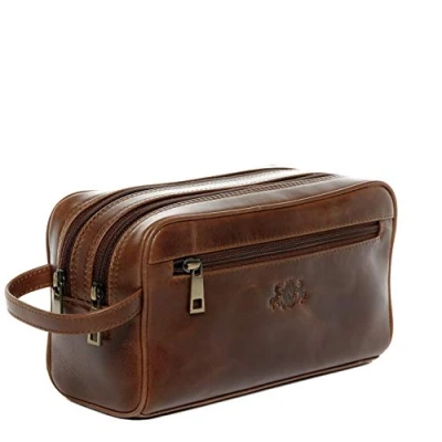 Imagen de SID &amp; VAIN Neceser Hombre Grande Cuero para I Neceseres de Viaje Bolsa Aseo GATWICK marrón Hecho a Mano