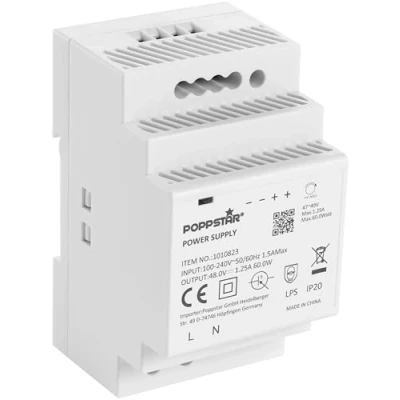 Imagen de Poppstar Fuente alimentacion 48V carril DIN 1,25 A 60 W (entrada 100 240 V AC 50/60Hz)