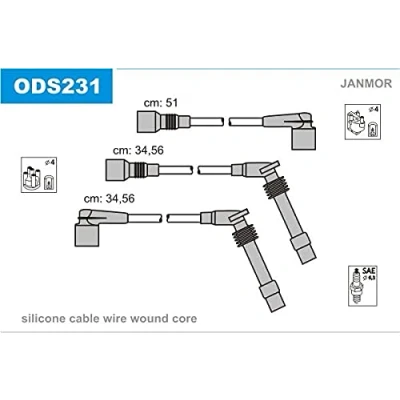 Imagen de JANMOR ODS231 Juego de Cables Encendido OPEL: Astra F CC, Calibra A, Berlina