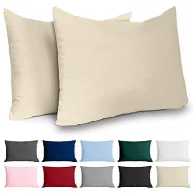 Imagen de Dreamzie Funda Almohada 50x70 Algodón Reforzado (Pack de 2) Beige Tela Apretada 57 Hilos/cm² 50 x 70 Certificación Oeko Tex