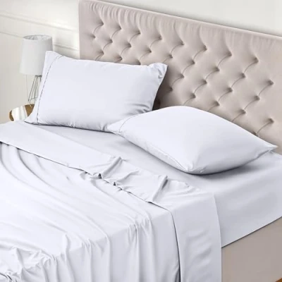 Imagen de Utopia Bedding Juego de Sabanas 4 Piezas 160x200 Poliéster Microfibra Cepillada Sábana Bajera, Plana y 2 Fundas Almohada 50x75 (Cama 160, Blanco)