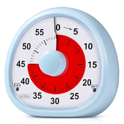 Imagen de Diboniur Temporizador Visual, Niños Recargable, 60 Minutos de Cuenta Regresiva, Cocina, Herramienta Gestión del Tiempo para y Adultos (Azul)
