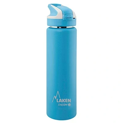 Imagen de Botella de Agua Térmica al Vacío Acero Inoxidable Doble Pared Laken (0,75L Azul Claro) Tecnología 24 Horas Frío Ideal para Trabajo o Deporte Cierre Hermético y Uso Vertical