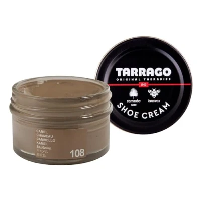 Imagen de Tarrago Shoe Cream 50 ml Crema para Zapatos, Bolsos y Accesorios de Cuero Sintético (Camello 108)
