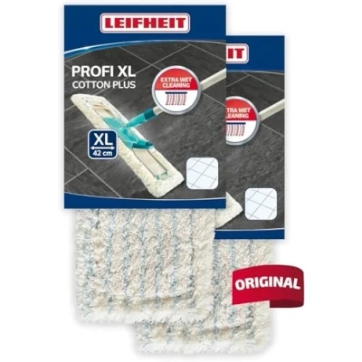 Imagen de Set leifheit de 2 Fundas para mopa profesional Profi XL Cotton Plus, funda algodón y fibra Supra suelos piedra baldosas, lavable a 60ºC