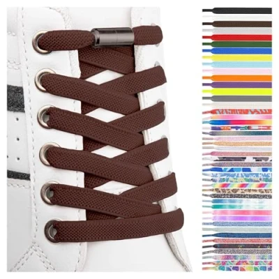 Imagen de SULPO cordones elásticos planos sin atar coloridos de cierre rápido zapatillas deporte elasticos niños atacadores