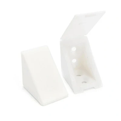 Imagen de 40 x sossai® Conector de muebles/conector angular con tapa BT1, 4 agujeros Color: blanco Material: plástico