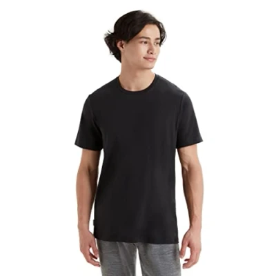 Imagen de Icebreaker Camiseta Tencel Lyocell Algodón SS para Hombre Uso Diario, Aventura, Gimnasio y Entrenamiento Negro, M