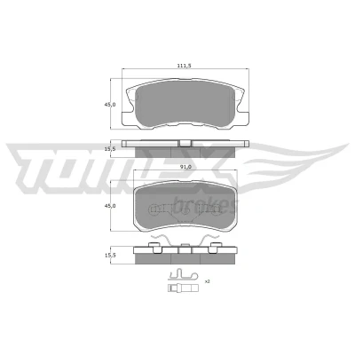 Imagen de TOMEX brakes TX 15 04 Juego de pastillas freno Eje trasero MITSUBISHI: PAJERO 3, ASX SUV, 4, DODGE: Caliber, Avenger Berlina, JEEP: Compass