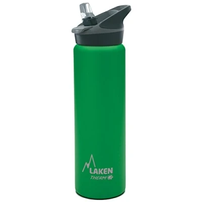 Imagen de Botella de Agua Térmica al Vacío Acero Inoxidable Doble Pared Laken (0,75L Verde) Tecnología 24 Horas Frío Ideal para Trabajo o Deporte Cierre Hermético y Uso Vertical
