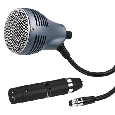 Imagen de JTS CX 520 Micrófono dinámico para Instrumentos Musicales (Blues Harp, Incluye Caja de Transporte y Adaptador Cable), Color Negro