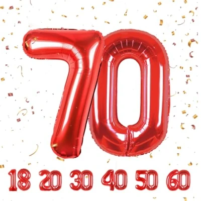Imagen de Globos de Cumpleãnos Numeros 70 Rojo,101 CM Globo Gigantes Grandes Decoracion,Globo Numero Niño Niña Adultos decorazione,Vuelan con Helio