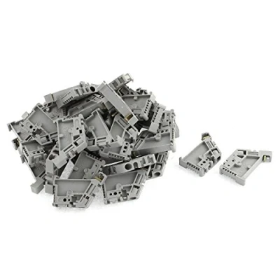 Imagen de sourcing map 50 Pcs 35mm DIN Rail Tornillo Fijo terminal tamaño loqueo tapón de estremo Instalación clipes