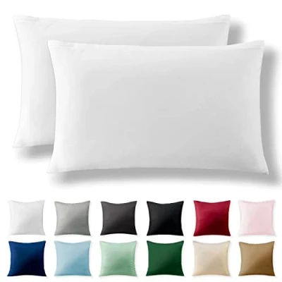 Imagen de Alreya Juego de 2 Fundas Almohada Renforcé 100% Algodón 40 x 60 cm Blanco Hipoalergénica con Cremallera YKK