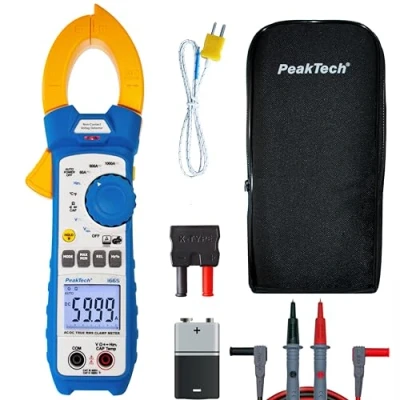 Imagen de PeakTech 1665 pinza amperimétrica RMS 1000A AC/DC lámpara LED, 6000 cuentas, multímetro digital, TUV/GS, de corriente, medidor voltaje, amperímetro, probador continuidad Máx 600 V