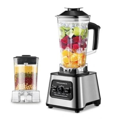Imagen de Batidora de Vaso 2 en 1, 6000W Profesional Licuadora 2.5 L sin BPA, 9 Velocidades, Licuadoras para Zumos y Batidos, Blender Zumos, Verduras, Frutas (black)