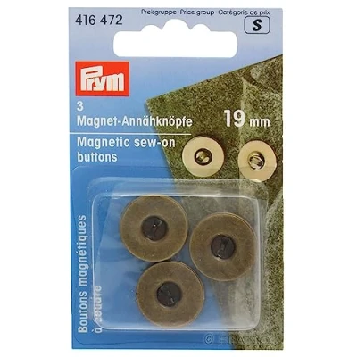 Imagen de Prym 416472 Magnet Annähknöpfe 19 mm altmessing Botones magnéticos para Coser, Metal, Plata