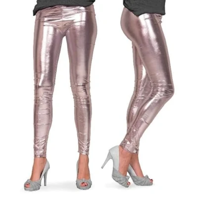 Imagen de Folat B.V. Leggings de fiesta metálicos, plateados, L/XL, sólido, color plata, (61713)
