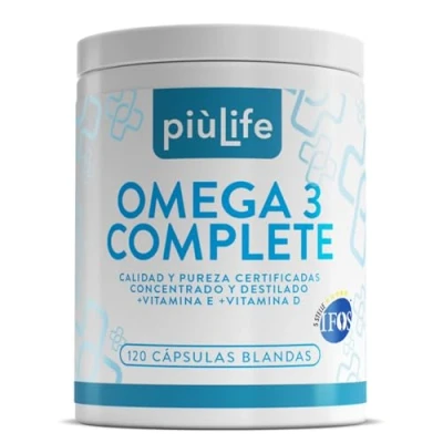 Imagen de Omega 3 IFOS y Vitamina D3 Piulife® ● 120 Cápsulas Blandas Aceite de Pescado DHA 800mg EPA 1600mg 2000 UI Fish Oil Certificado Para el Control Triglicéridos