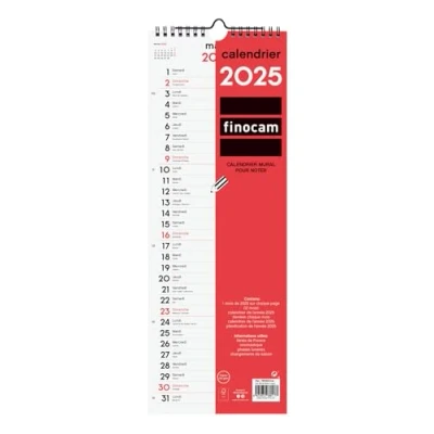 Imagen de Finocam Calendario neutro mural para escribir 2025 1 mes por página Enero Diciembre (12 meses) Francés