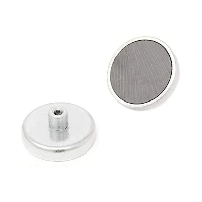 Imagen de Ferrite Pot Magnet Con Hilo Interno M5 Para Artes, Manualidades, Fabricación de Modelos, Bricolaje Y Pasatiempos 40mm Diámetro x 8mm Espesor 5.9kg Paquete 4