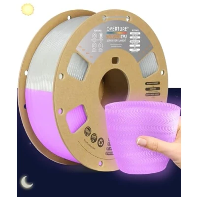 Imagen de OVERTURE TPU High Speed Filamento 1.75mm, Alta Velocidad Flexible 95A Suave para Impresoras 3D Filamento, 1kg Carrete de Cartón, Precisión +/ 0.02 mm (HS Rosa Luminiscente)