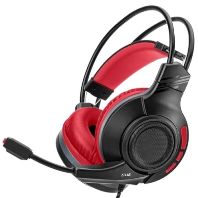 Imagen de NITHO Atlas Auriculares Gaming para PS4/PS5/Xbox One/Xbox Series XS/PC/Móvil, con Cable y Micrófono Plegable, Controlador de 50 mm Diadema Ligera Rojo