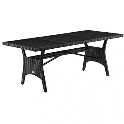 Imagen de CASARIA Mesa para Jardín Comedor 190x90x74cm Mueble Terraza Tablero WPC con Repisa Mesas Exterior Crema