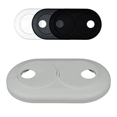 Imagen de Roseta doble para tuberias de calefaccion, distancia variable entre tubos, blanco, gris, negro, embellecedor, cubre tubos radiador, tapa (18mm, gris RAL 7035)