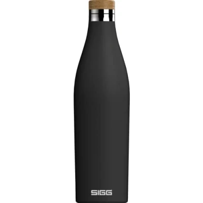 Imagen de SIGG Meridian Black Cantimplora metálica (0.5 L), botella hermética sin sustancias nocivas, de acero inoxidable aislante para bebidas frías y calientes