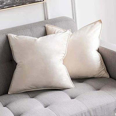 Imagen de MIULEE Funda de Cojines Navidad para Sofá Almohadas Terciopelo Suave Almohada Decorativa Moderna Cojin Sala Estar Cama Silla Dormitorio 2 Piezas 45x45 cm Blanco Crema