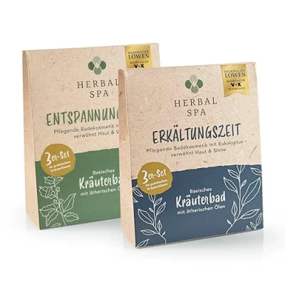 Imagen de HERBAL SPA Tiempo de frío y relajación: baño hierbas básico con aceites esenciales, 2 x 3 cojines 100 g cada uno Cosméticos nutritivos, mima la piel los sentidos Poder
