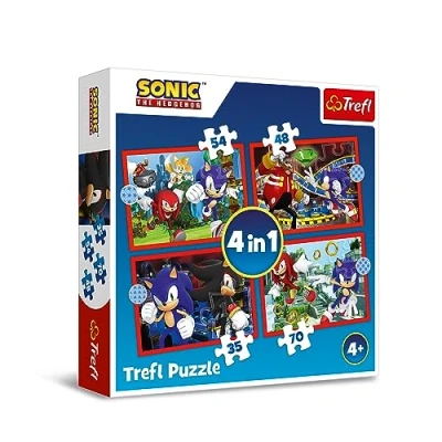 Imagen de Trefl Sonic The Hedgehog, Las Aventuras de Puzle 4en1, 4 Rompecabezas, 35 a 70 Piezas Colores con los Personajes del Videojuego