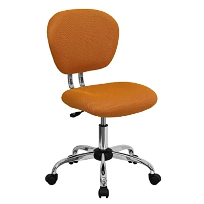 Imagen de Flash Furniture Silla De Oficina giratoria Acolchada Malla con Respaldo Medio Base cromada, Plástico, Metal, Espuma, Cromo, Naranja, Conjunto 1