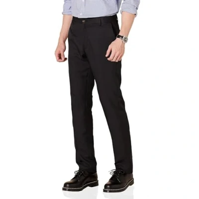 Imagen de Amazon Essentials Pantalón de Vestir sin Pinzas y Ajuste Entallado Hombre, Negro, 32W / 32L