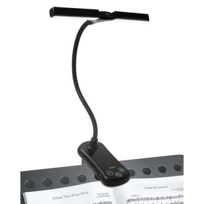 Imagen de TobeBright Lampara Lectura Pinza Linterna Lectura, 14 LED Wider Range Bright Light, 3 Color 8 Brillo, USB C Recargable, Perfecta para el Piano, Guitarra, Partituras, Luz Libros