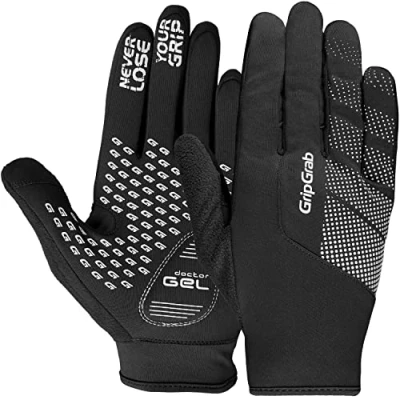Imagen de GripGrab Guantes de Ciclismo Ride Térmicos Invierno Cortavientos Acolchados Táctiles con Forro Polar