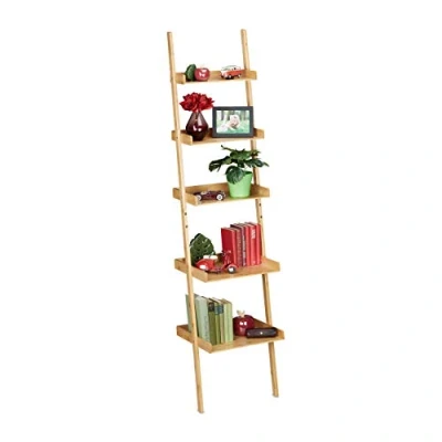 Imagen de Relaxdays Estantería de bambú con 5 Niveles, para baño, Cocina, salón, apoyar, 190 x 45 40 cm, Color Natural, 1 Unidad