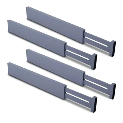 Imagen de Utoplike Separadores de cajones bambú, organizadores grises ajustables para calcetines, con resorte, funciona en cocina, tocador, baño, dormitorio, cajón, escritorio, 4 unidades