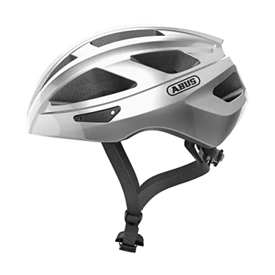 Imagen de ABUS casco de ciclismo carretera Macator deportivo para principiantes también usuarios con coleta hombres y mujeres plateado, talla S