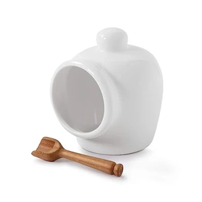 Imagen de Wm Bartleet &amp; Sons Recipiente de porcelana, diseño tradicional, ideal para guardar la sal, Blanco, 9 cm