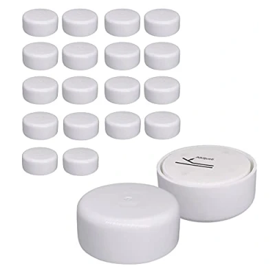 Imagen de SKIR&#039;CO Paquete de 20 patas plástico ajustables en altura para muebles, redondas 55 mm diámetro, autoadhesivas, con calcomanías (20 unidades, blanco)