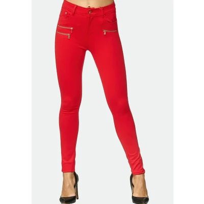 Imagen de Elara Pantalones Elásticos de Mujer Skinny Fit Jegging Chunkyrayan Rojo H86 10 Rot 40 (L)