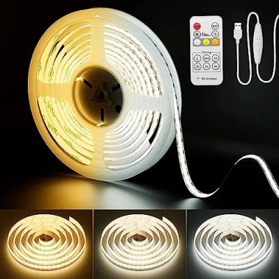 Imagen de PAUTIX Tira de luces LED COB USB Blanco CCT Sintonizable 2M 640LEDs/M, 5V Regulable 2700K 6500K CRI90+ Monitor TV Retroiluminación, Cinta luz para el hogar Iluminación bricolaje
