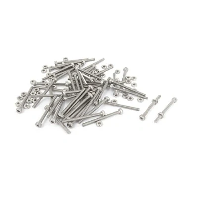 Imagen de sourcing map sourcingmap® M2x25mm Tornillo inoxidable Acero hexagonal Enchufe cabeza Nudoso casquillos pernos Tuerca Set 50Pcs