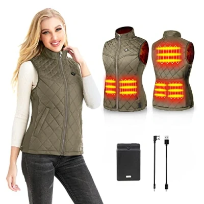 Imagen de Kintiwe Chaleco Calefactable, Calentador para Mujer con Bateria, USB Termico 3 Temperatura Ajustables, Ideal Camping Senderismo Esquí Pesca