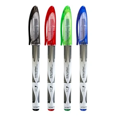 Imagen de Bolígrafo Genie 40018 Roller con colores surtidos, adecuado para zurdos, 12 unidades: 4 negros, azules, 2 rojos y verdes