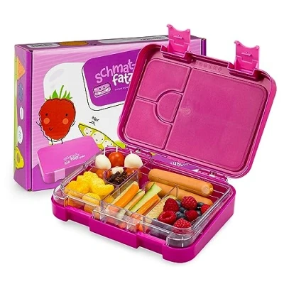Imagen de schmatzfatz Fiambrera Infantil con Compartimentos, Tupper Niños Colegio, Taper de Colores, Loncheras para Secciones sin BPA y a Prueba Fugas, Apta Lavavajillas