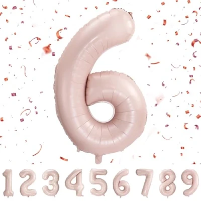 Imagen de Globos de Cumpleãnos 6 Pastel Rosa,101 CM Globo Numeros Gigantes Grandes Decoracion,Globo Numero 6,Globos Niño Niña Adultos,Vuelan con Helio